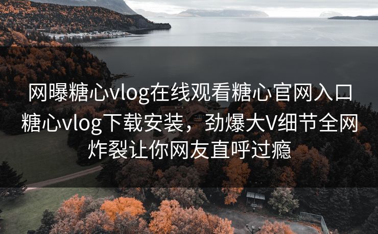网曝糖心vlog在线观看糖心官网入口糖心vlog下载安装，劲爆大V细节全网炸裂让你网友直呼过瘾