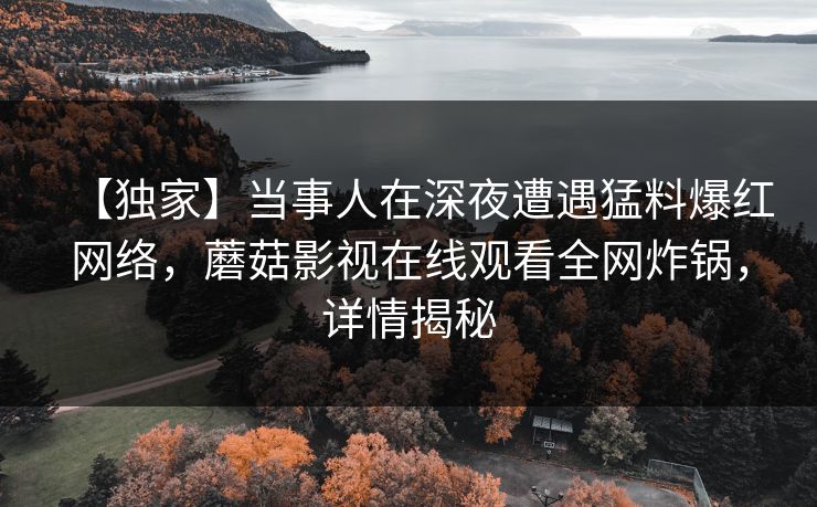 【独家】当事人在深夜遭遇猛料爆红网络，蘑菇影视在线观看全网炸锅，详情揭秘